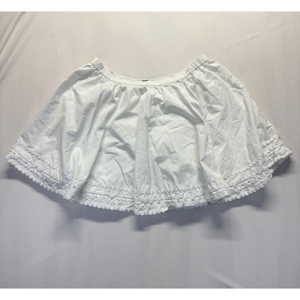J. Crew A Line Mini Skirt Womens XL White Cotton Eyelet Lace Trim Elastic Waist